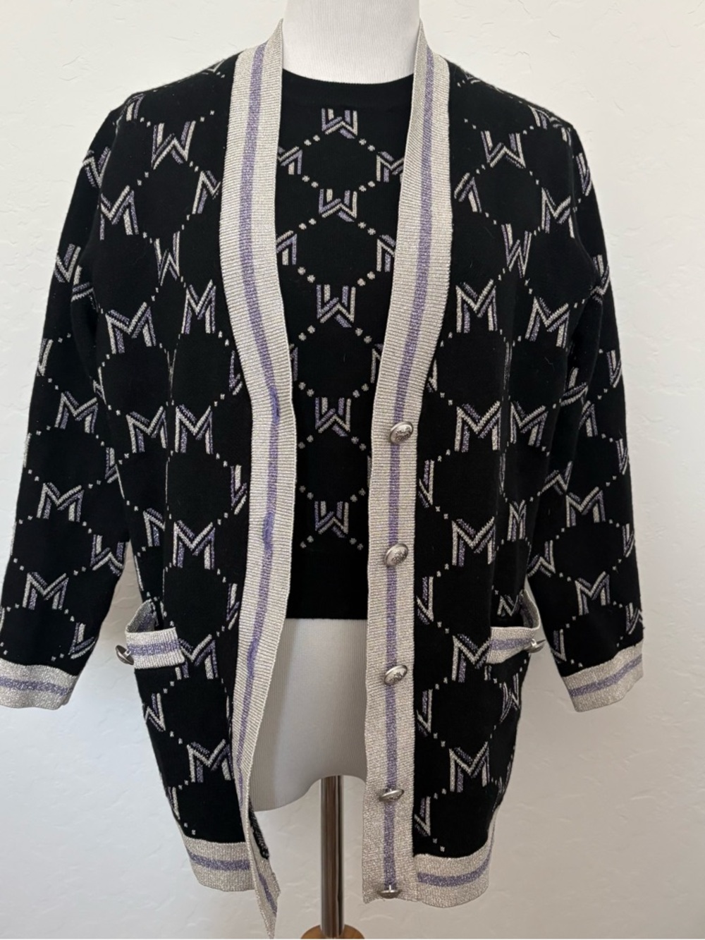 Maje Martch Black Knit Cardigan and Top Set Size 1 XS M Monogram